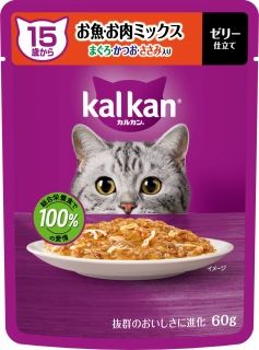 [カルカン]カルカン パウチ 15歳から お魚･お肉ミックス まぐろ･かつお･ささみ入り 60g
