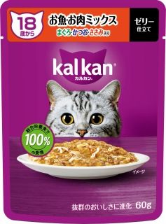 [カルカン]カルカン パウチ 18歳から お魚･お肉ミックス まぐろ･かつお･ささみ入り 60g