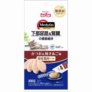 [ペットライン]メディファススナック 下部尿路&腎臓の健康維持 かつお&焼きあご味 48g(6g×8)