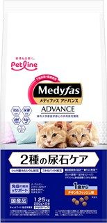 [ペットライン]メディファスアドバンス 2種の尿石ケア 1歳から チキン&フィッシュ味 1.25kg(250g×5)