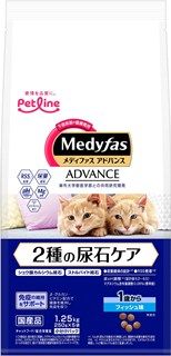 [ペットライン]メディファスアドバンス 2種の尿石ケア 1歳から フィッシュ味 1.25kg(250g×5袋)