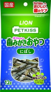 [ライオンペット]PETKISS ネコちゃんの歯みがきおやつ にぼし 12g