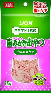 [ライオンペット]PETKISS ネコちゃんの歯みがきおやつ カニ風味かま 15g