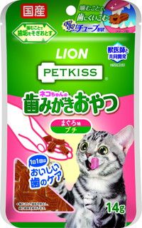 [ライオンペット]PETKISS ネコちゃんの歯みがきおやつ まぐろ味 プチ 14g