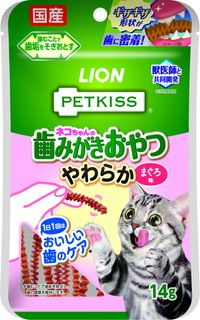 [ライオンペット]PETKISS ネコちゃんの歯みがきおやつ やわらか まぐろ味 14g