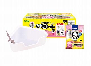[ライオンペット]ニオイをとる砂 コンパクトコーナー猫トイレ子猫お迎え応援セット