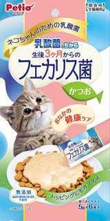 [ペティオ]ネコちゃんの 乳酸菌のちから 生後3ヶ月からのフェカリス菌 かつお 5g×6本入
