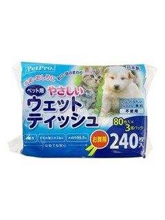 [ペットプロ]やさしいウェットティッシュ 80枚入×3P